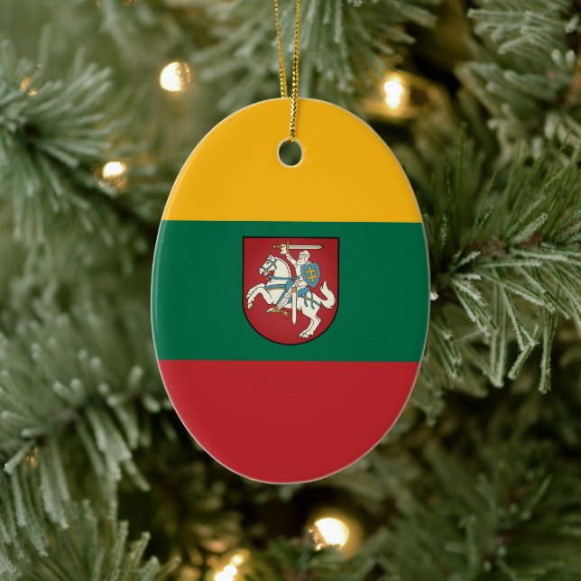 Flag and coat of arms of Lithuania Ceramic Tree Decoration (Tree)
