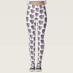 Flag and eagle of the United States. Independence Leggings