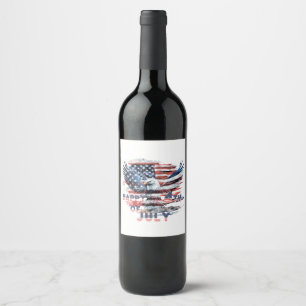 Flag and eagle of the United States. July 4th. Ind Wine Label