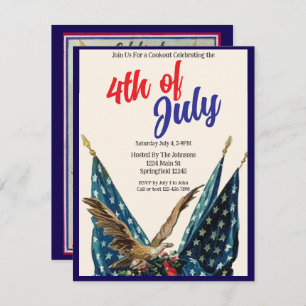 Flag and Eagle Patriotic 4th of July Cookout Party Invitation