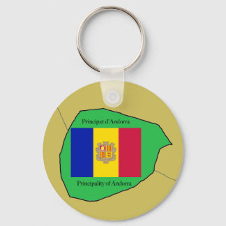 Flag and Map of Andorra Key Ring