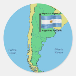 Flag and Map of Argentina Classic Round Sticker