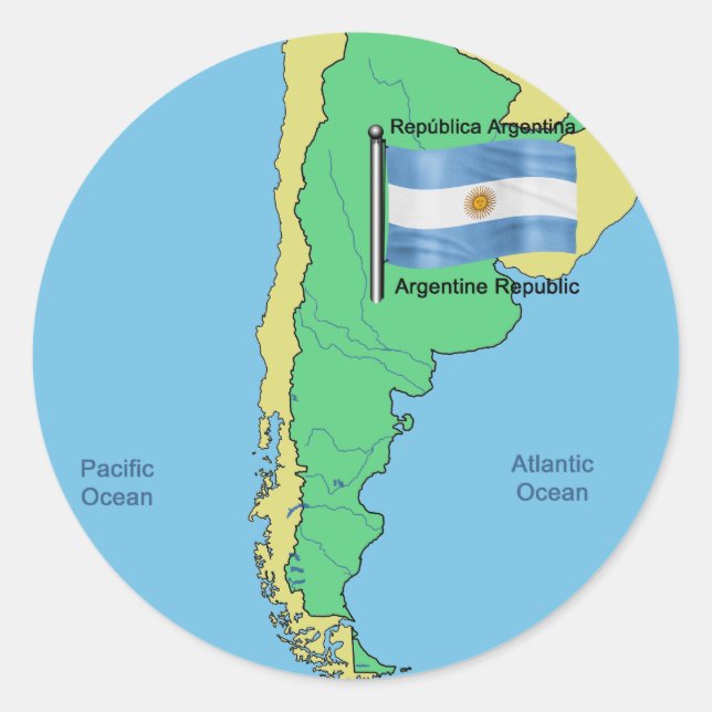 Flag and Map of Argentina Classic Round Sticker (Front)