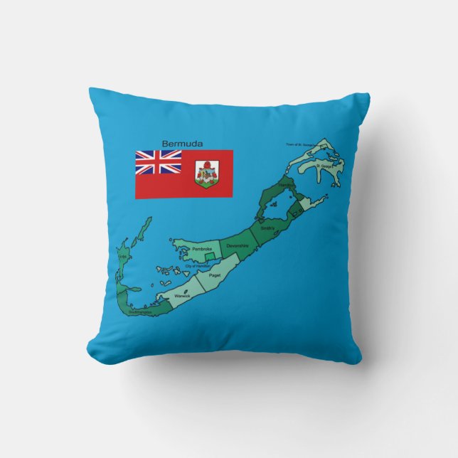 Flag and Map of Bermuda Cushion (Front)