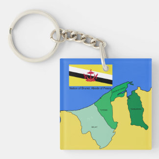 Flag and Map of Brunei Key Ring