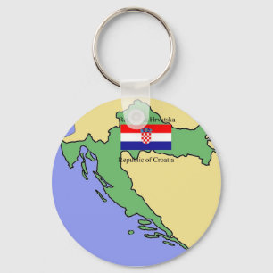 Flag and Map of Croatia Key Ring
