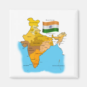 Flag and Map of India Magnet