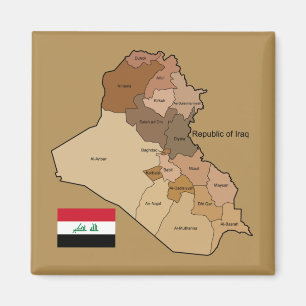 Flag and Map of Iraq Magnet