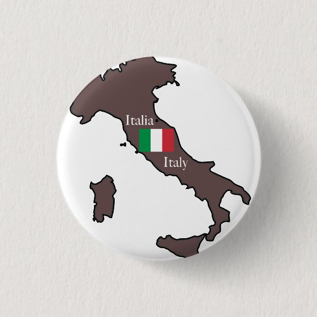Flag and Map of Italy 3 Cm Round Badge (Front)