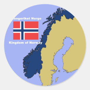 Flag and Map of Norway Classic Round Sticker