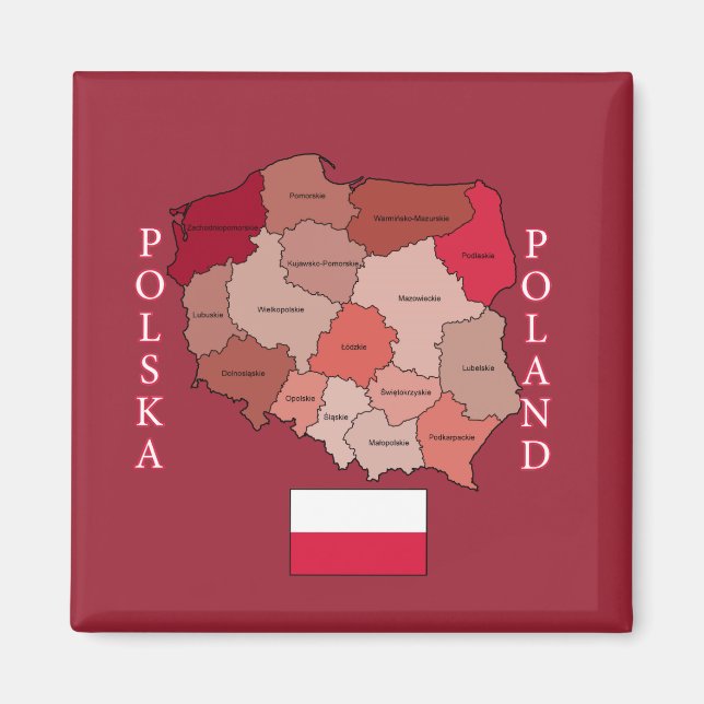 Flag and Map of Poland Magnet (Front)