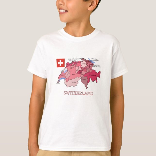 Flag and Map of Switzerland T-Shirt (Front)