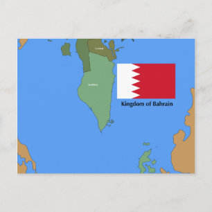 Flag and Map of the Kingdom of Bahrain Postcard