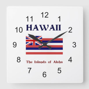 Flag and motto of Hawaii Square Wall Clock