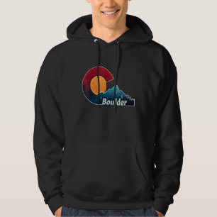 Flag And Mountain Styled Boulder Colorado Hoodie