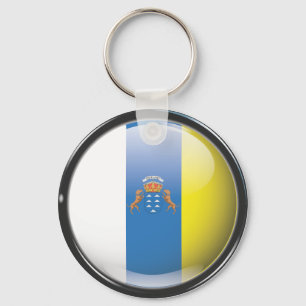 Flag and shield of Canary Islands Key Ring