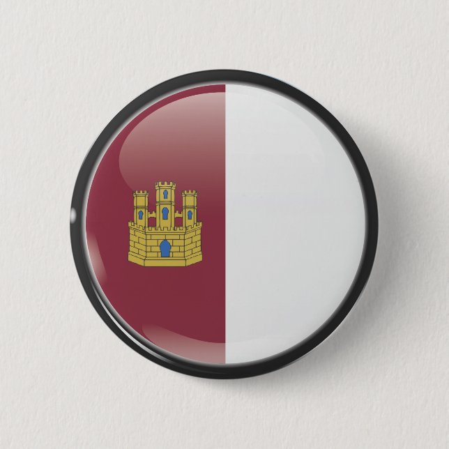 Flag and shield of Castille-La Mancha 6 Cm Round Badge (Front)