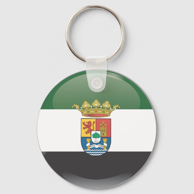 Flag and shield of Extremadura Key Ring (Front)
