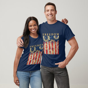 Flag and sunflowers custom text T-Shirt