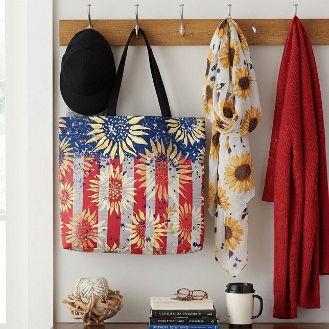Flag and sunflowers tote bag (Creator Uploaded)