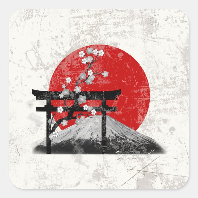 Flag and Symbols of Japan ID153 Square Sticker (Front)