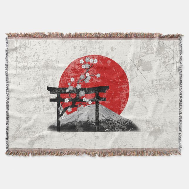 Flag and Symbols of Japan ID153 Throw Blanket (Front)