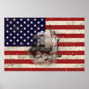 Flag and Symbols of United States ID155 Poster