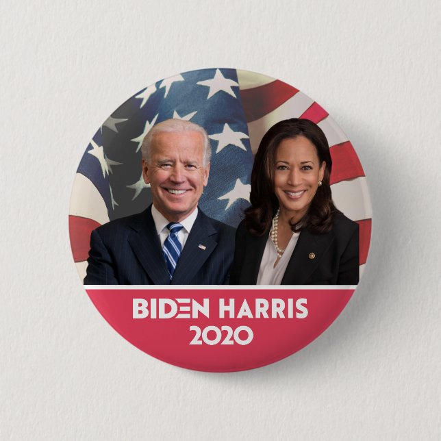 Flag Background Joe Biden Kamala Harris 2020 6 Cm Round Badge (Front)