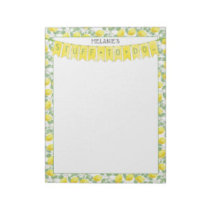 Flag Banner and Watercolor Lemon Tree Pattern Notepad