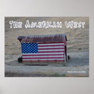 Flag Barn - The American West - Poster