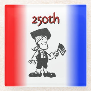 Flag Bearing Colonial Man 250th Glass Coaster