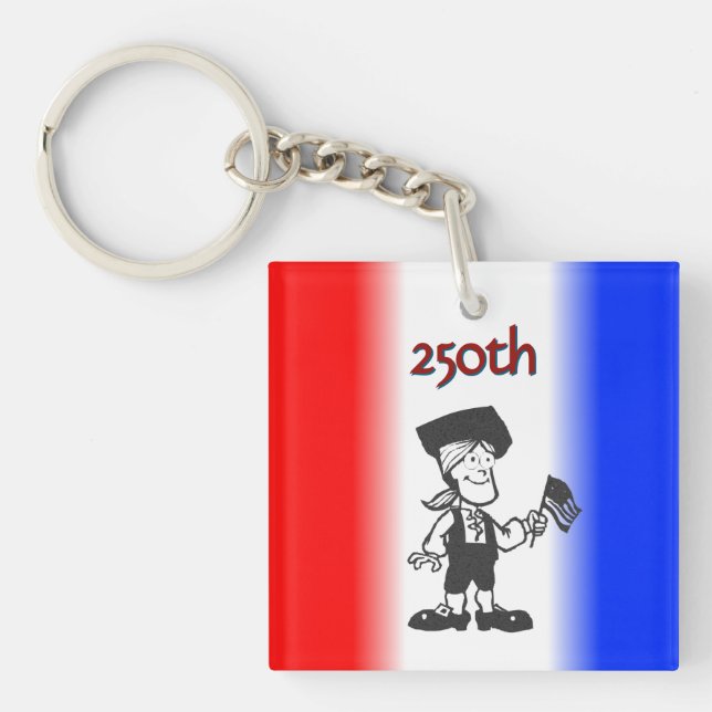 Flag Bearing Colonial Man 250th Key Ring (Front)
