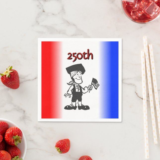 Flag Bearing Colonial Man 250th Napkin (Insitu)
