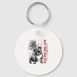 Flag Best English Bulldog Dad Ever 4th Of July Key Ring