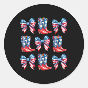 Flag Boots And Bows 4th Of July Cowgirl Western 1  Classic Round Sticker