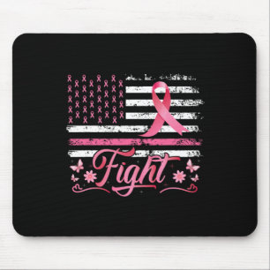 Flag Breast Cancer Awareness Pink Ribbon Fight  Mouse Pad