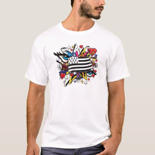Flag Brittany Breizh graffiti Breton graff T-Shirt