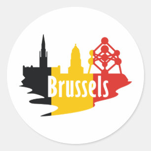 Flag Brussels Classic Round Sticker