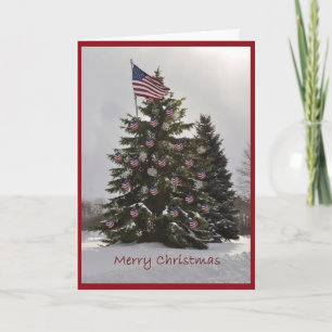 Flag Christmas Tree Holiday Card