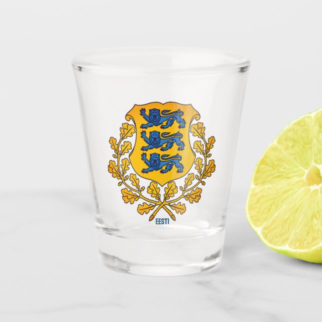 Flag/ coat of arms of Estonia Shot Glass (Front)