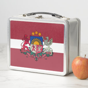 Flag/ coat of arms of Latvia Metal Lunch Box