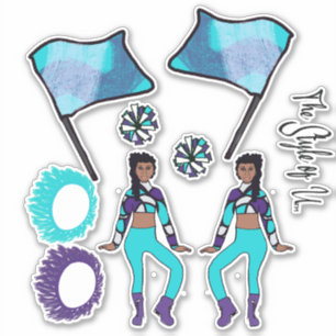 Flag Color Guard Stickers ( Aqua Purple White A )