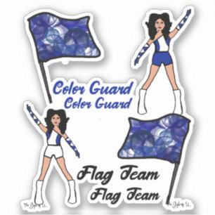 Flag Color Guard Stickers ( Blue  White 2)