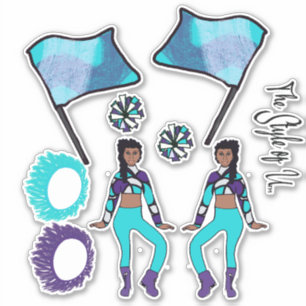 Flag Colour Guard Stickers ( Aqua Purple White A )