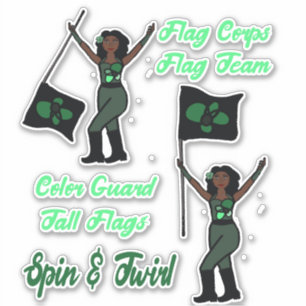 Flag Colour Guard Stickers ( Green Flower)