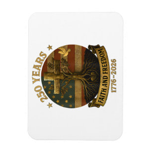 Flag Cross Tree 250 Years Faith and Freedom 1776-2 Magnet