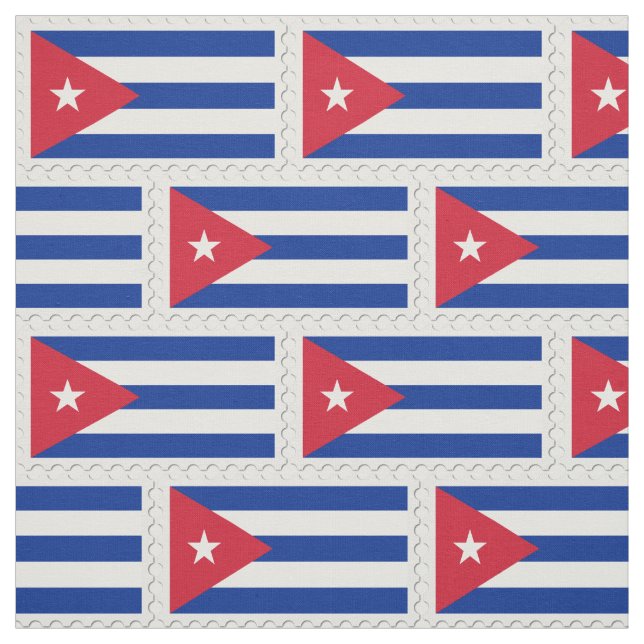 Flag Cuba art white blue red star pattern Fabric (Swatch)