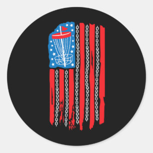 Flag Disc Golf Basket Chain 4th Of July Men Golfin Classic Round Sticker