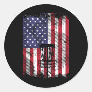 Flag Disc Golf Sket Vintage Frisbee Golfing Sport Classic Round Sticker