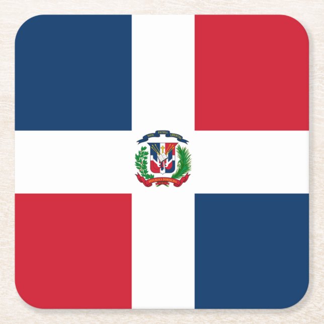 Flag: Dominican Republic Square Paper Coaster (Front)